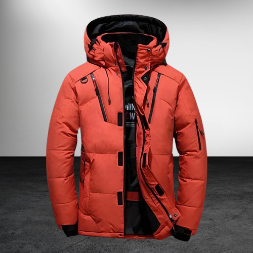 Men's Polyester Blend Insulated Waterproof Winter Jacket With Detachable Hood
